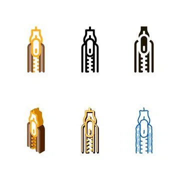 Zipper fly icon mix vector outline Stockillustratie