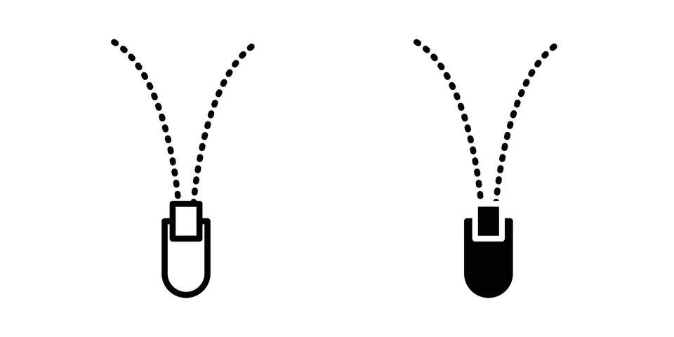 Zipper icon silhouette vector set. thin line pack Stock Illustration