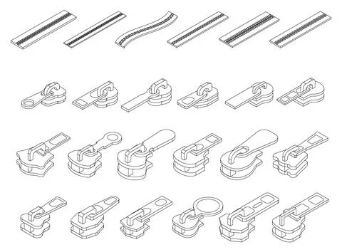 Zipper icons set vector outline Illustrazione stock