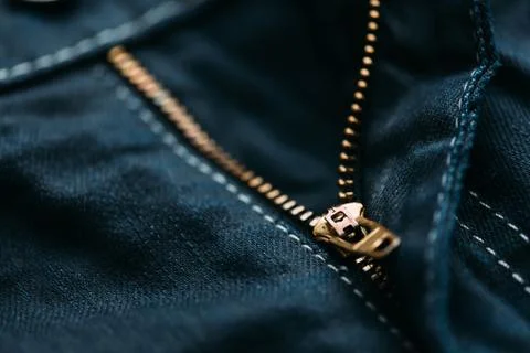 Zipper of jeans. Stock Photos