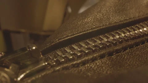 Zipper leathe jacket close up Video stock 220015295