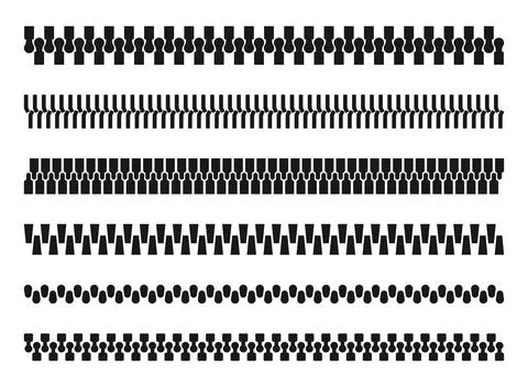 Zipper lock and unlock icon set collection in flat style. Zip stitch vector.. Stock Illustration