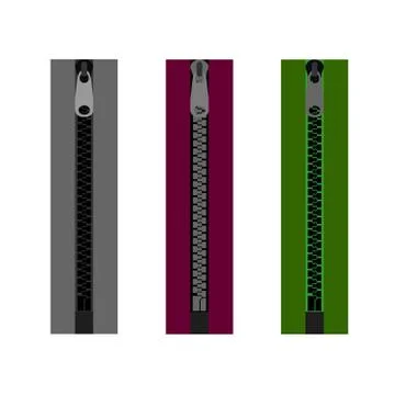 Zipper with lock for clothes in vector. Illustrazione stock