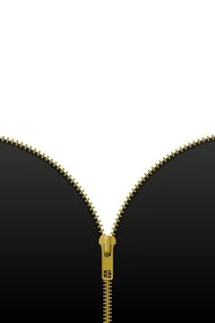 Zipper lock half open on black and white background Stock Illustration