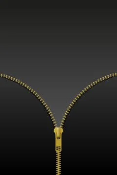 Zipper lock half open on black background Stock Illustration