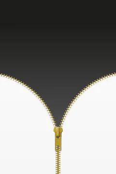 Zipper lock half open on black and white background Stock Illustration