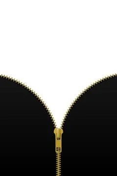 Zipper lock half open on black and white background Stock Illustration