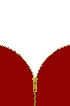 Zipper lock half open on red and white background Stock Illustration