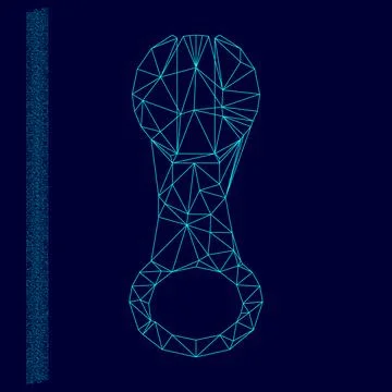 Zipper low poly triangulation triangulated polygonal electric cyan blue vibra Stock Illustration