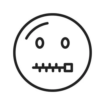 Zipper-Mouth Face icon vector image.  Illustrazione stock
