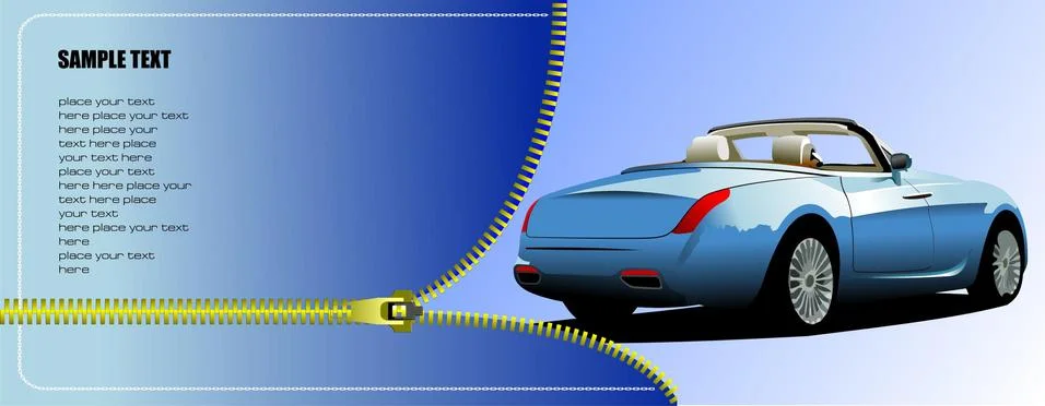 Zipper open bleu cabriolet. Vector illustration Illustrazione stock