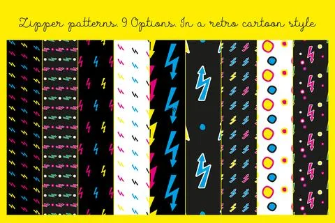 Zipper patterns. 9 Options. Stock Illustration