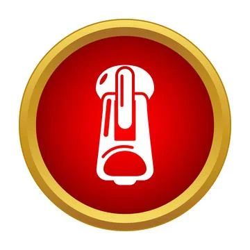 Zipper pull icon in red circle with gold border 스톡 일러스트