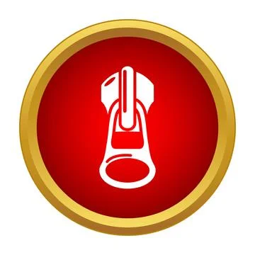 Zipper pull slider icon in a red circle frame Stock Illustration