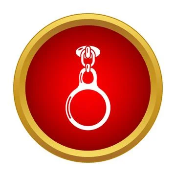 Zipper pull slider mechanism on red icon background Stock Illustration