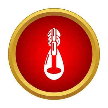 Zipper puller clothing accessory icon on red background Stock Illustration