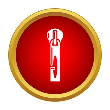 Zipper puller icon on red circle background イラスト素材