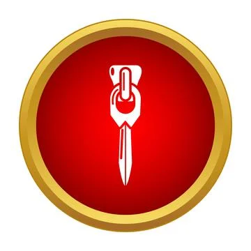 Zipper puller icon on a red circle with golden border Illustrazione stock