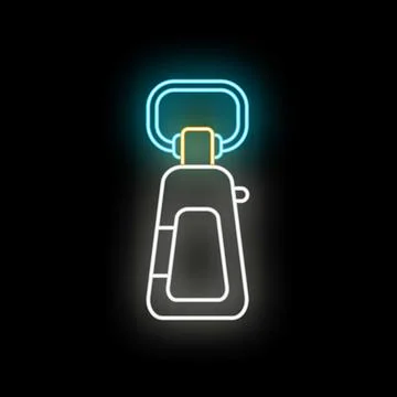 Zipper puller neon glowing icon on black background Stock Illustration