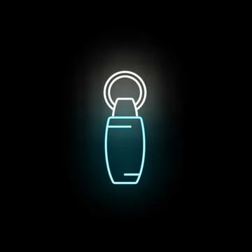 Zipper puller neon outline on a dark background Stock Illustration