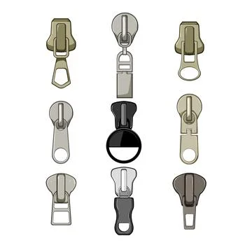 Zipper puller set cartoon vector illustration Illustrazione stock