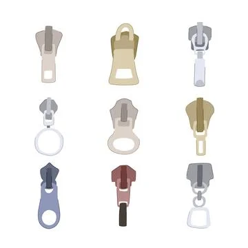 Zipper puller set cartoon vector illustration Stock Illustration