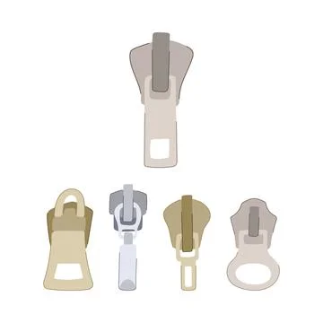 Zipper pullers set assembling clothing accessories collection 스톡 일러스트