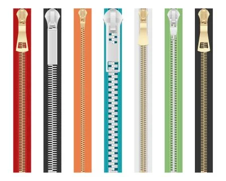 Zipper set vector design illustration isolated on white background Illustrazione stock