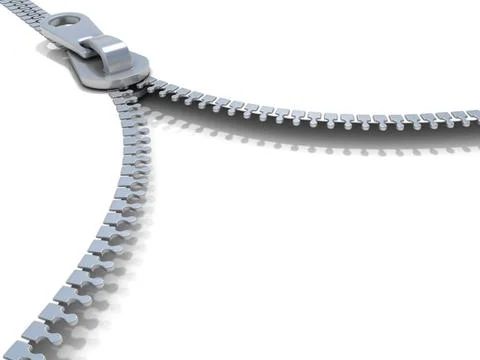 Zipper. Side view. 3D Zipper. Side view. 3D render illustration isolated o... 스톡 사진