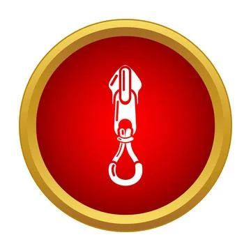 Zipper slider icon inside gold framed red circle 스톡 일러스트