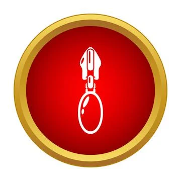 Zipper slider icon with red background and gold frame 스톡 일러스트