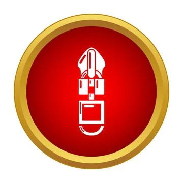 Zipper slider icon on red round button 스톡 일러스트