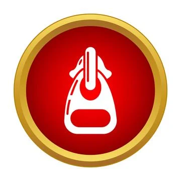 Zipper slider icon on red round button Stock Illustration