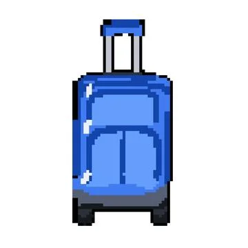 Zipper soft shell suitcase pixel art vector illustration Stock Illustration