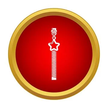 Zipper with star pull slider and teeth icon Stock Illustration