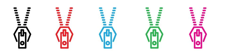 Zipper tool icon logo set vector Stock Illustration