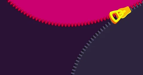 Zipper transition wipe across gray violet red isolated background Stock Footage 277392748