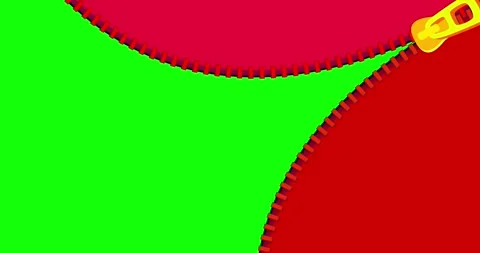 Zipper transition wipe curtain across red isolated background Stock Footage 277686283