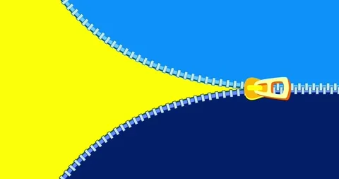 Zipper transition wipe horizontal blue yellow isolated background Stock Footage 277096668