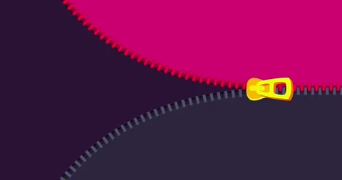 Zipper transition wipe horizontal gray violet red isolated background Stock Footage 277686256