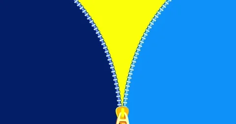 Zipper transition wipe vertical blue yellow isolated background Stock Footage 277686290