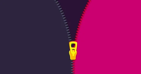 Zipper transition wipe vertical gray violet red isolated background Stock Footage 277512597