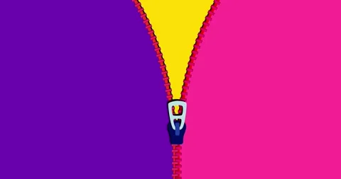 Zipper transition wipe vertical pink violet isolated background Stock Footage 277083285