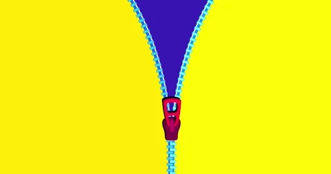 Zipper transition wipe vertical yellow blue red isolated background Stock Footage 277082759
