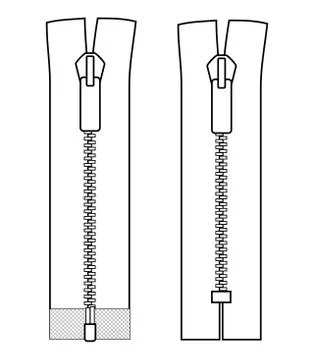Zipper types vector illustration isolated on white background. Stock Illustration