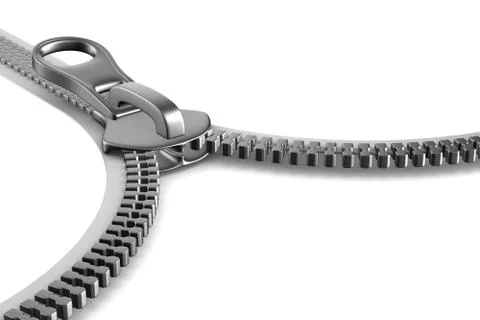 Zipper on white background. Isolated 3D image Illustrazione stock