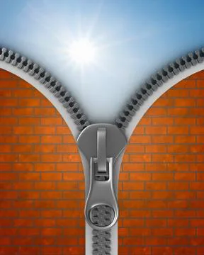 Zipper on white background. Isolated 3D image Illustrazione stock