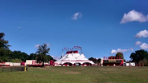 Zippos Circus big top and ticket office are set up and waiting in Crystal Stock Footage 317165325