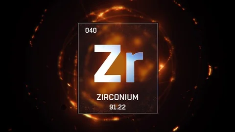Zirconium as Element 40 of the Periodic Table 3D animation on orange background Stock-Footage 119484698