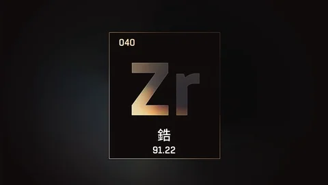 Zirconium as Element 40 of the Periodic Table 3D animation on grey background 库存影片 126457985